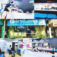 A collage showcasing the atmosphere at our clinic. We combine a professional environment with a comfortable patient experience, including an in-house pharmacy for your convenience.