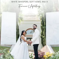 Whispers of love carried into vows, vows carried into forever. For this serene white wedding in Spain, we coordinated a timeless Galia Lahav gown for the bride with a sharp white tuxedo for the groom, creating a look of pure poetry.