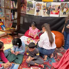 The Reading Room at the Kukdukoo Fest. We set up a pop-up library and activity corner, bringing our love for books and crafts to a wider community.