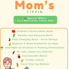 Here’s a quick look at what makes my tiffin service special. I offer authentic North Indian meals with a menu that changes daily, so you'll never be bored. Plus, I have a special offer for new trials.