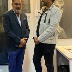 A wonderful moment discussing my work with the esteemed actor Boman Irani sir during an exhibition.
