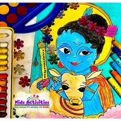 This beautiful drawing of Lord Krishna was created by a young artist in one of my after-school art programs to celebrate Janmashtami. My classes often incorporate cultural themes to make learning more exciting and relevant.