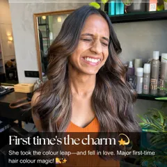 First time's the charm. This client took the color leap for the first time and fell in love. Her smile says it all.