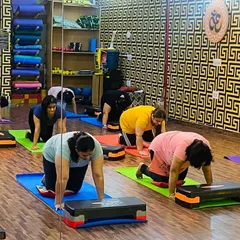 A closer look at our step aerobics session. This is a classic, effective workout for cardiovascular health and toning the lower body.
