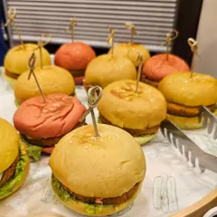 Elevate your party with my colorful veg sliders, naturally flavored with spinach, beetroot, and carrot. They are perfect for birthdays, hi-teas, and corporate events.