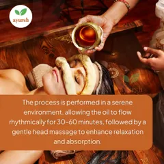 Our Shirodhara sessions are performed in a serene environment, allowing the oil to flow for 30-60 minutes. This is followed by a gentle head massage to enhance relaxation and absorption.