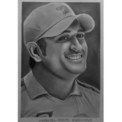 A graphite portrait of cricketer MS Dhoni. This was a piece I drew at 15, focusing on his well-known smile and the details of his cap.