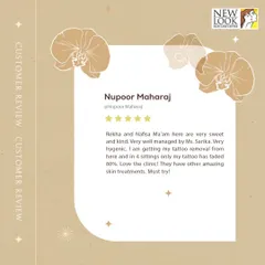 We are grateful for our clients' trust. This review highlights a real experience where a tattoo faded by 80% in just four sessions, showcasing the efficiency of our treatment plan and our commitment to a hygienic environment.
