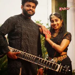 A portrait with a talented classical dancer after our fusion performance. Combining the sitar with dance is a powerful way to tell a story and engage an audience.