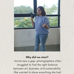 An image of me teaching, paired with text explaining the vision behind the academy: to balance art, business, and sustainability.