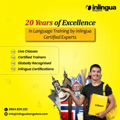 This graphic marks our 20 years of excellence in language training. Our certified experts have made learning accessible and effective, fostering growth and connection for two decades.