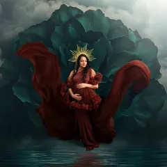 Embrace your inner goddess with a dramatic, contemporary portrait. I use flowing fabrics and artistic lighting to create powerful, fine art images that celebrate the strength and beauty of your pregnancy.