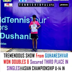 A tremendous international debut for Guhaneshwar, winning the Doubles title and securing third place in Singles at the Asian Championship U-14 in Tajikistan. He joined us just a year ago, unranked in Asia.