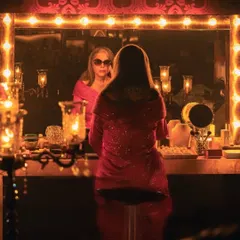 This shot of Zeenat Aman for a Mia by Tanishq campaign was pure magic. I designed this disco inspired outfit from scratch, and seeing her in front of the vanity mirror felt like a scene from a classic film.
