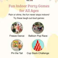 Rain or shine, the fun never stops with our indoor party games. We organize classics like Freeze Dance and Balloon Pop Races to keep all the kids entertained.