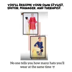 A post about the reality of being a content creator. You become your own stylist, editor, and therapist. This image shares the real deal behind the perceived glamour of the job.
