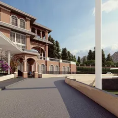 The entrance and drop-off area of the school are designed for efficiency and safety, with a covered walkway providing shelter. The architecture, featuring exposed brick and classical arches, establishes a tone of academic heritage and prestige from the moment one arrives on campus.