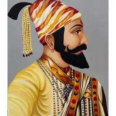 A profile portrait of Chhatrapati Shivaji Maharaj, painted with acrylics on a large 3x4 canvas. I focused on the details of his turban and traditional attire to create a respectful and majestic tribute.