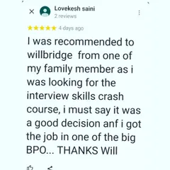 For me, the ultimate goal is seeing my students succeed. This student joined my interview skills crash course and landed a job in a top BPO. This is the kind of tangible result I aim for with every person who walks through my door.