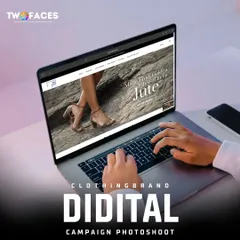 A laptop screen showing a jute footwear brand's website, featuring our campaign photography. We create compelling visuals that tell a brand's story, such as highlighting the use of sustainable materials.