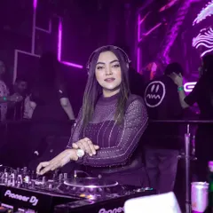 Doing life with music. A beautiful shot of me at the console, surrounded by purple light.