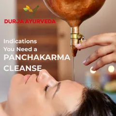 A visual of our Panchakarma cleanse, featuring the Shirodhara therapy. This deep detoxification process is ideal when you feel heavy, restless, or out of balance, helping to clear toxins and restore your natural vitality.