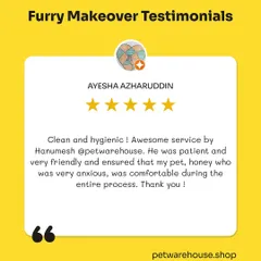 Ayesha was thrilled with the patient and friendly service our groomer Hanumesh provided for her anxious pet, Honey. We always go the extra mile to ensure every pet feels comfortable.
