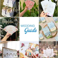 A wedding guide is a thoughtful touch, especially for destination weddings. It can include maps, itineraries, and helpful information, presented in a beautifully designed format like a passport or fan. (Concept inspiration).
