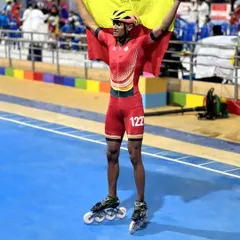 From our academy to the world stage. We train champions across all disciplines, like India's fastest skater, Dhanush Babu, seen here celebrating another victory. We build the speed and power needed to compete at the highest level.