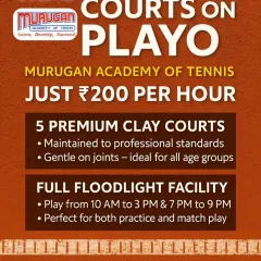 I've made booking a court simple and affordable. You can rent one of our five premium clay courts for just ₹200 per hour through the PlayO app, with slots available during the day and in the evening.