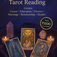 This graphic provides a clear overview of my Complete Tarot Reading service. It lists all the areas covered, including career, love, and finance, along with the special offer price.