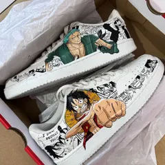 For all the anime fans, here's a One Piece piece I did. I captured Luffy and Zoro in a dynamic manga style, with black and white comic panels in the background. This custom artwork on Nike Court Visions is all about bringing that pirate adventure to your feet.
