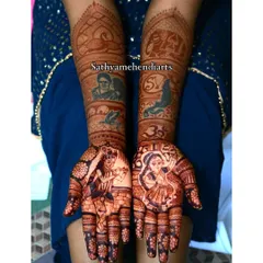 The timeless love story of Radha and Krishna is a favorite theme for my brides. I pour my heart into creating these divine portraits, ensuring every detail reflects the devotion and beauty of their eternal bond.