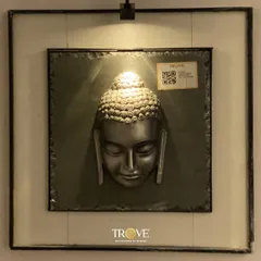 A closer look at a custom Buddha tile design. The detailed relief and metallic finish create a sense of peace and tranquility. I can craft these specialized tiles to become the centerpiece of a meditation corner or a serene entryway.