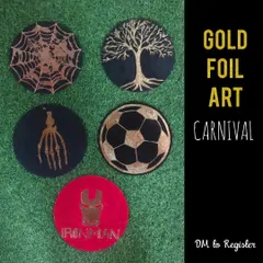 A carnival of gold foil art! From Iron Man and footballs to skeletons and trees, you can add a touch of golden elegance to any design in this unique and satisfying workshop.