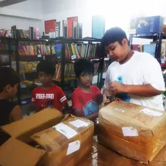 When a fellow library in Chennai was devastated by floods, our community came together. Here are our young members helping to pack boxes of books to send their way.