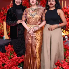 On stage at The Glam Up Studio's airbrush masterclass with the team. I was responsible for creating the stunning bridal saree drape for the model.