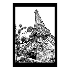 An architectural drawing of the Eiffel Tower. For this piece, I experimented by combining different ink techniques, including line art, stippling, and scribbling, to create texture and depth.