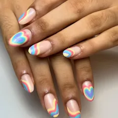 Pastel love. This design features a trendy "aura" heart effect, with soft, airbrushed gradients of pastel colors creating a dreamy, romantic look.