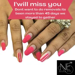 We create long-lasting nails that you won't want to remove! This image shows our work after more than 45 days of wear, proving the quality and durability of our application.
