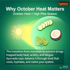 Have you ever noticed how the change in seasons affects your body? The transition into October often increases 'Pitta' or body heat, leading to acidity and fatigue. I teach you how to balance this by choosing cooling and hydrating foods that work with nature, not against it.