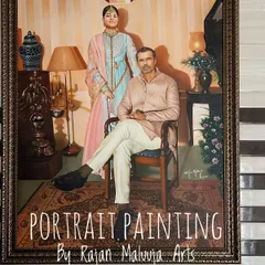 Another view of the magnificent Royal Portrait Painting, showcasing its impressive scale and the rich, antique-style frame that completes the artwork.