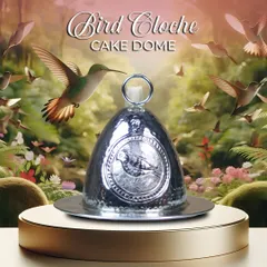 The Bird Cloche Cake Dome, where craftsmanship meets charm. The silver-finished dome is adorned with a delicate bird engraving and a ring handle, designed to turn your teatime treats into something truly memorable.