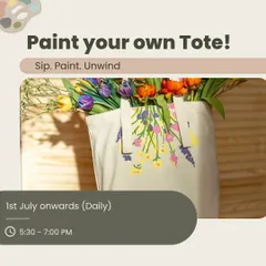 Paint your own tote bag, perfect for carrying flowers or groceries. This daily workshop is a fun way to express your style on a practical item you can use every day.