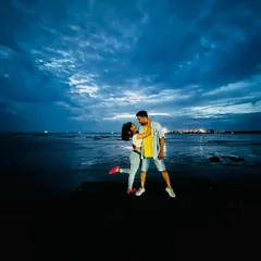 A beautiful, quiet moment with my favorite person under a twilight sky. Our partnership extends far beyond the dance floor.