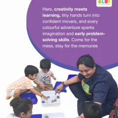 In my club, creativity meets learning. I guide little ones as their tiny hands explore new textures, sparking their imagination and building early problem-solving skills. Come for the mess, and stay for the memories.