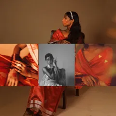 A creative collage from a fashion shoot, showcasing different angles and moods of a single look. We played with light, movement, and color to capture the flow of the silk saree and the intricate details of the jewelry. This is how we build a complete visual story for a brand.