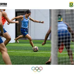 The South Africa Women's Hockey Team enjoys a game of 5-a-side football on our indoor turf, showcasing the versatility of our facilities and the fun side of their training.