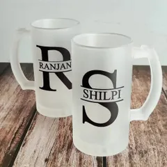 Cheers to a personal touch! These frosted glass beer mugs can be customized with a name and initial. They are perfect for beer lovers and make a fantastic, unique gift for friends.