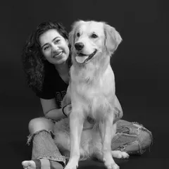 A classic black and white portrait that focuses on the quiet, powerful bond between a pet and their person. These studio sessions are perfect for creating timeless images that celebrate your connection.